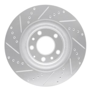 Mazda CX-9 Brake Rotor (1) - Front Right - R1 Concepts - Drilled & Slotted - Silver - `07-`15